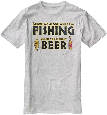 Nu Image E003 Leave Me Alone While I'm Fishing Unless You Brought Beer Tee Grey Large