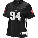 NCAA adidas Nebraska Cornhuskers #94 Women's Fashion Football Jersey - Black (Large)