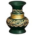 Golden Swirl Lacquer Wood Vase - Green