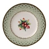 Fitz & Floyd Winter Holiday Green Wreath Salad Plate