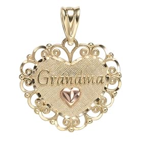 14k Yellow and Rose Gold Grandma Heart Charm