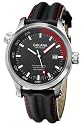 Golana - AQ100.3 - Aqua -Pro - Divers - Montre Homme Acier - Quartz Analogique - Lunette Plongée - Dateur - Cadran Noir et Rouge - Bracelet Cuir Noir