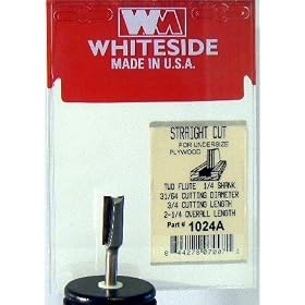 1024A CARBIDE-TIP 2 FLUTE STR ROUTER BIT 31/64 DIA X 1/4" SH-SPECIAL USE-UNDERSIZE PLYWOOD DADO