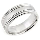 14K. White Gold Matte Finished Designer Wedding Band Ring