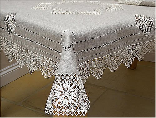 Snowflake - Pure Linen Hand Embroidered Tablecloth