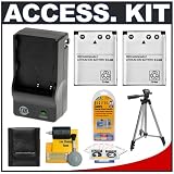Deluxe Accessory Kit with Soft Leather Case + (2) D-LI63 Batteries & Charger + Tripod + Cameta Bonus Kit for Pentax Optio V10, M30, M40 & T30 Digital Cameras
