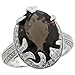 14 Karat Weissgold Grosser Steinen Ring, mit 0.40 Karat Brilliantschliff Diamanten & 12.40 Karat Ovalschliff (17x13mm) Rauch Topas Stein, (20mm) breit