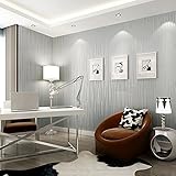 Auralum 爽やかな縞目調壁紙 ノリなし 子供部屋 ルームインテリア リビング リフォーム 和風 おしゃれな壁紙 防水 55cm×10m (シルバーグレー)