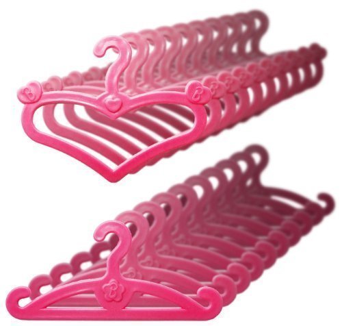 LittleKelly Doll Hangers, Set of 20 Pink Plastic Hangers, Fits 11.5 Inch Barbie Dolls Clothes