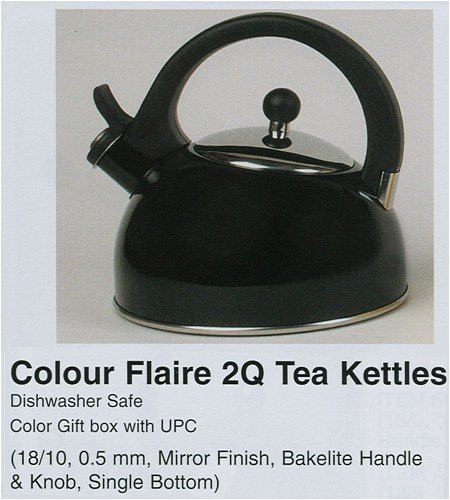 Gibson Black 18/10 Stainless Steel Whistling Tea Kettle Teakettle