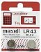 Maxell Battery LR 43 1.5, 2 pack
