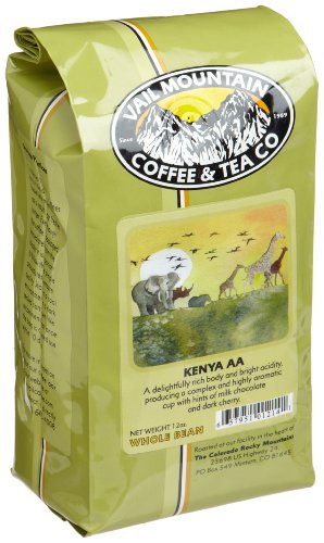 Vail Mountain Coffee & Tea Kenya AA Whole Bean Coffee, 12-Ounce Bags (Pack of 3)