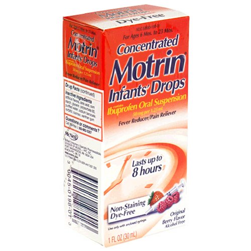 Motrin Infants' Drops Ibuprofen Oral Suspension Fever Reducer/Pain Reliever, Original Berry Flavor, 1-Ounce Bottles (Pack of 2)