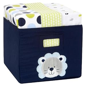 Carter's Tote with 3-Pack Receiving Blankets - Black & Navy Lion