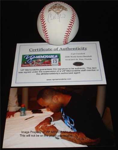 Carl Crawford Tampa Bay Rays Autographed/Hand Signed 2008 World Series Official Major League Basebal