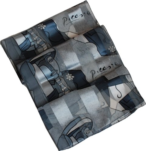 Abstract Picasso Print Black & Gray Oblong Scarf /Sash Belt / Headband