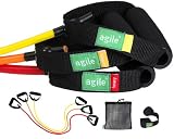 3pc Multi-colored Resistance Band Set, Light, Medium, & Heavy with Deluxe Door Anchor and Mesh Travel Bag