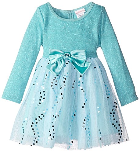 Youngland Little Girls' Sweater Knit Bodice Holofoil Mesh Dress