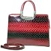 Womens Fine Snake Skin Embossed Leather-like Briefcase/Laptop Bag, Red Black