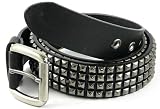 4 Row Pyramid Studded REAL Leather Black Belt Medium 31-34