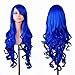 EmaxDesign Wigs 32 inch Wavy Curly Cosplay Wig With Wig Cap and Comb (Dark Blue)
