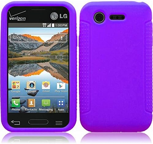Super Purple Soft Premium Silicone Case Cover Skin Protector for LG L34C Optimus Fuel (by Straight Talk , Tracfone , Net10) with Free Gift Reliable Accessory Pen