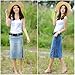 Babyhclub Women's Midi Length Denim Skirt Slim Side Slit Pencial Skirts