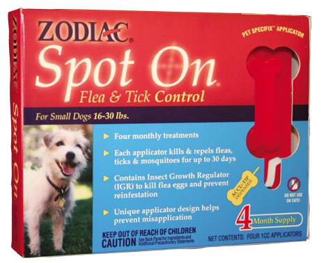 Zodiac Flea & Tick Spot On Sm Dogs 16-30 Lbs 4pk