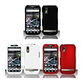 Motorola Photon 4G (Sprint) Premium Combo 3 Pack - (Black, White, Red) Rubberized Shield Hard Case Covers + Atom LED Keychain Light + Case Opener