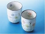 粉引草花 組コップ te07-02