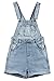 Difyou Women's Denim Overalls Shorts Washed Fitted Jeans Shortalls Blue