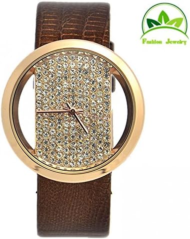 SunShine Day High Quality Hollow Style Bling Bling Crystal Genuine Leather Watch Women Lady Fashion Dress Quartz Wristwatches Go088