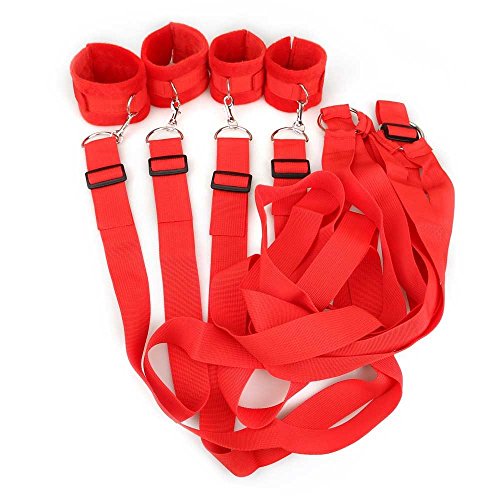 Red Super-seduction Under Bed Restraint with Forever Love Cuffs Kit