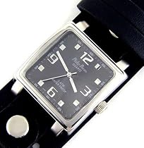 PHILIP PERSIO LEATHER WIDE CUFF MEN'S SQUARE WATCH