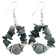 Handmade Green Moss Agate & Antiqued Silver Beaded Earrings