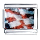 Usa Flag Star Italian Charms Bracelet Link