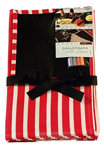 Reversible Chalkboard Table Runner (Red White Stripe)