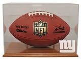 New York Giants Football Display Case with Oak Finished Base