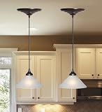 Easy-Install Screw-In Glass Pendant Light with Ribbed Shade in Nickel