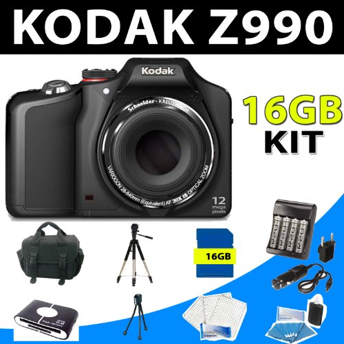 Kodak Easyshare Max Z990 12mp Digital Camera (Black) + 16gb Complete Accessory Kit