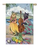 Meow Luau Garden Flag