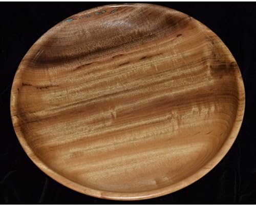 #3174 Myrtle Wood Bowl with Turquoise Inlays. 15" x 3"