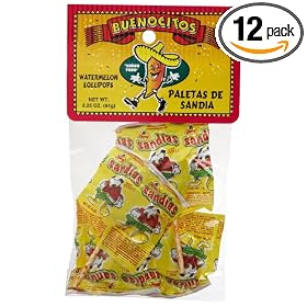 BUENOCITOS Paletas De Sandia (Watermelon Lollipos), 2.25-Ounce Bags (Pack of 12)