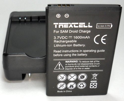 Trexcell 1600mAh Replacement Battery for Samsung Droid Charge + Wall Charger