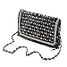 Premium Jeans Denim Studded Foldover Flap Shoulder Clutch Bag, Black