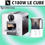 Nespresso C180W Le Cube Automatic Espresso Machine (Arctic White) + FALW Frothing Machine