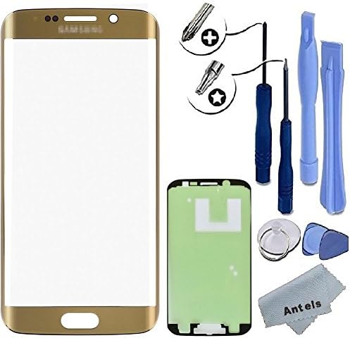 Antels Front Outer Glass Lens Screen Replacement For Samsung Galaxy S7 Edge G935V G935P G935F G935T G935A + Tool Kit + Adhesive Tape + Cloth (Gold)