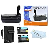 New Vertical Battery Grip for Canon EOS EF 7D 7-D Camera BGE7 BG-E7 + 2 Pack 2200MAH Canon LP-E6 Replacement Batteries (with Info-Chip!) + 1 Hour Rapid AC/DC Charger Battery Shows time on LCD!