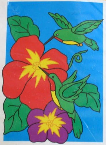 Decorative OUTDOOR FLAG (Fabric) w HUMMINGBIRD & FLOWERS Design BANNER 28" x 40"
