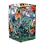 IMAGE OF Peacock Feathers Painted Art Glass Flower Vase / Tealight Holder